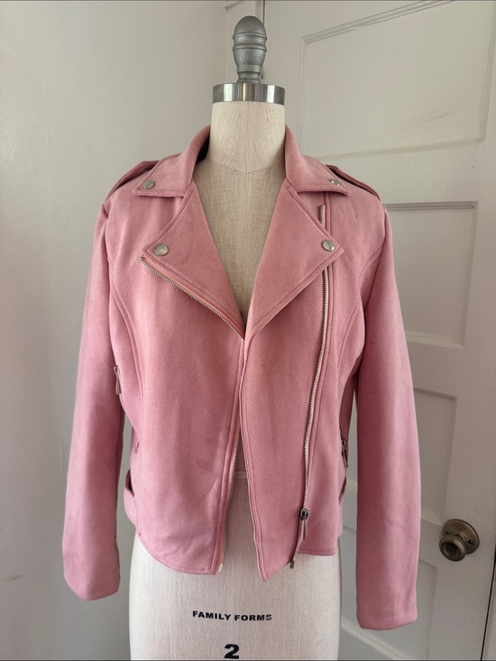 Chartou Jackets & Blazers - Brand New. Women's Dusty Pink Moto-Style Leather Jacket
